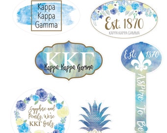 Stickers -- "Kappa Kappa Gamma" Water Color Sticker Sheet