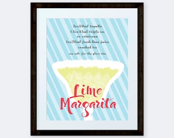Lime Margarita Cocktail Print, Alcoholic Drink Poster, Man Cave print, Party supplies, bar art, INSTANT DOWNLOAD