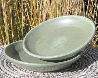 Two Dessert Dishes in Green - Visit shop for more Handmade Pottery