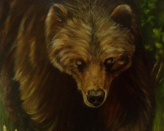 Grizzly Bear Woodland Print Animal Oil Painting Gilcee Nature Outdoors Wild