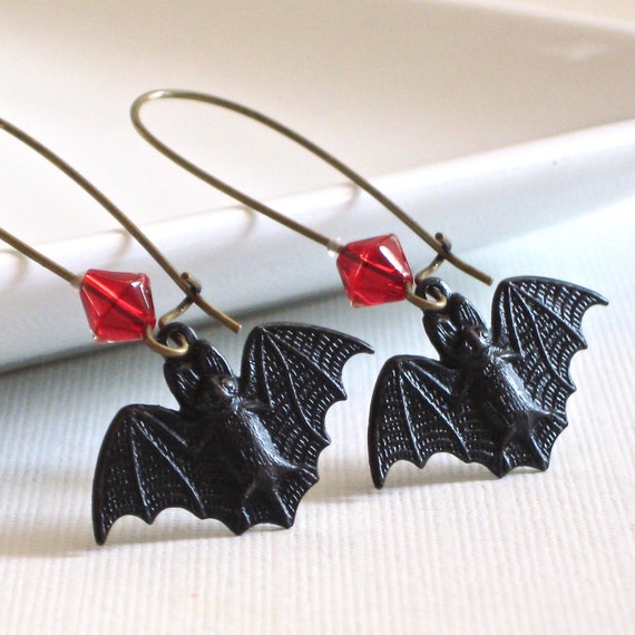 Jeyorzy Boucles D'oreilles Et Choker Halloween Noir Bat, Bijoux