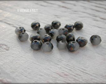 Beads 4 mm Abacus black and grey beads X 25