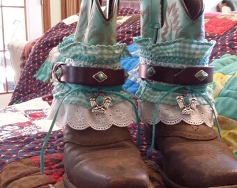 Girl's Turquoise Boho Boots, Size 2 1/2, Justin