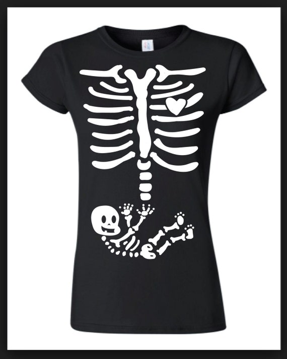 Download Halloween Pregnancy Skeleton Tee Shirt Design SVG DXF EPS