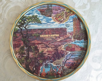 Vintage Grand Canyon National Park Arizona Souvenir Serving Tray Southwestern Kitchen Decor Retro Barware Entertaining Drink Tray