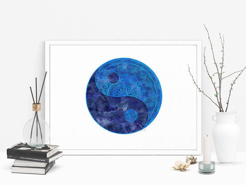 Mandala Wall Art Yin Yang Buddha Yoga Print Artisticorner