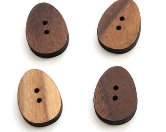 Easter Egg Wood Buttons - Black Walnut - Laser Cut from Sustainable Harvest Wisconsin Wood . Timber Green Woods