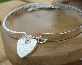 Personalised Sterling silver bracelet, fully hallmarked with choice of fine silver charm