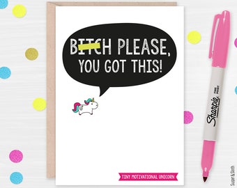 Unicorn Good Luck Card, You Got This, Funny Exam Card, Graduation Card, Interview Card, Good Vibes Card, Good Luck Card, Motivational Cards