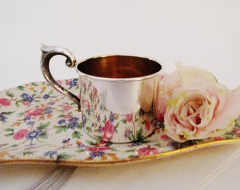 Lullaby Sterling Baby Cup, Vintage Sterling Silver Cup with Gold Washed Interior, Baby Gift
