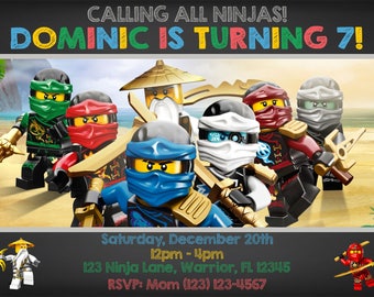 Ninjago Invitation, Ninjago Birthday Invitation, Ninjago Party, Ninjago Invites, Ninjago Invite, Printable