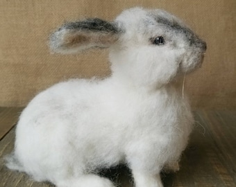 Custom Large Needle felt Rabbit, Needle felted rabbit replica, Rabbit memorial, rabbit replica, rabbit pet portrait