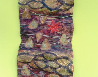 3D Mixed media, textile, sculpture wall art,