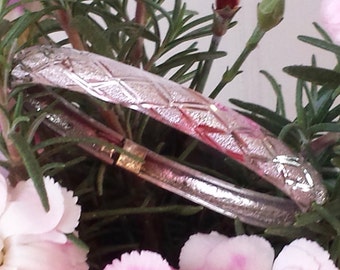 Vintage Sterling Silver Bangle Bracelet Diamond Pattern