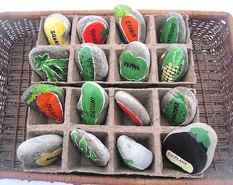 LAKE ROCK GARDEN hand painted stone row Markers Free shipping