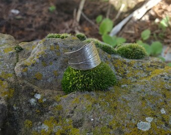 Ring "Peony" - fine silver, handmade