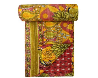 Vintage recycle Kantha Quilt, bohemian Throw,kantha Blanket