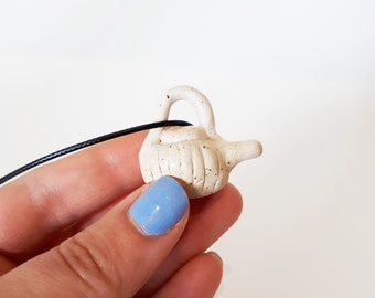White Miniature Teapot Necklace