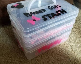 Minnie Planner Girl Stash Storage Tote with 4 compartments