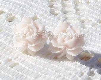 Blush Vintage Style Rose Stud Earrings