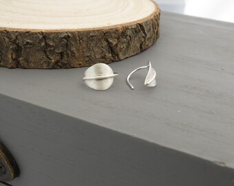 Silver leaf earrings, sterling silver leaf earrings, silver earrings, leaf earrings, threader earrings, leaf threader earrings, earrings