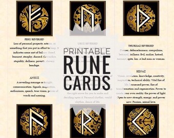 Rune cards. Divination cards. Divination with runes. Rune casting. Printable cards. Viking runes. Elder Futhark. Cards and spreads.