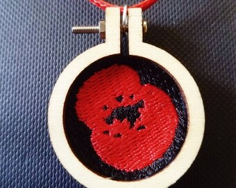 Embroidered Poppy Necklace