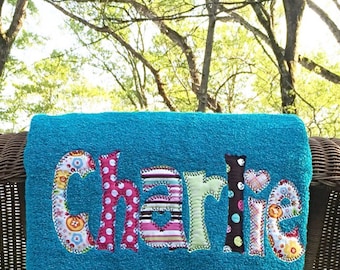 Applique Name Towel Personalized Bath Towel for boys or girls