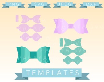Diy Double Bow Template Cut File - SVG, PNG, JPEG - Cricut, Sihouette Cameo, Vector, craft, paper crafting, bows, cheer, 3d bow, 3d template