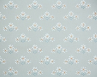 Retro Wallpaper by the Yard 70s Vintage Wallpaper - 1970s White Daisies on Gray