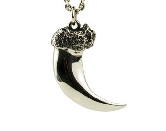 Bear Claw Necklace Jewelry White Bronze Talon Pendant with Handmade Chain Gothic Steampunk Jewelry - FPE010