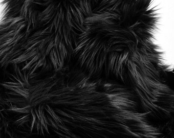 Black Fur Fabric Craft Squares - Craft Fur, Black Faux Fur Fabrics, Black Fake Fur, Black Faux Furs, Black Faux Fur Fabric