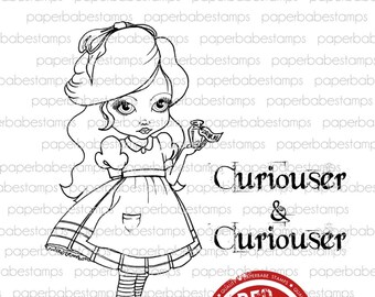 MayLeeDee in Wonderland - Paperbabe Stamps - Red Rubber Cling Mounted Stamps - Cute Girl Rubber Stamp for paper crafting and scrapbooking.