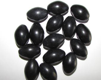 Black Satin Tagua Nut Beads, Five 25mm Olive Beads, Organic Beads, Natural Beads, Vegetable Ivory Beads, EcoBeads