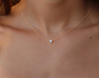 Gold necklace, Opal Necklace ,Opal jewelry, White Opal necklace silver opal Necklace, Tiny Silver necklace, Dainty Necklace, White jewelry