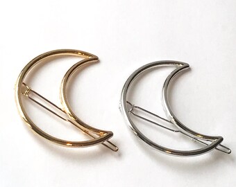 Moon hair clip silver hair pin gold hair clip crescent moon gold hair barrette half moon hair accessory silver hair clip moon gold hair clip