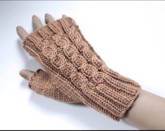 Knitting Pattern for Amberley Cabled Fingerless Gloves (0045) - Size for Adults and Teens - Permission to sell finished products
