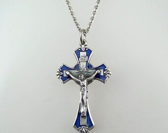 Blue Crucifix Necklace