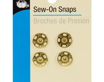 Dritz 4 Sew-On Snaps Size 4 Gold Brass Pre-Order #80-4-35