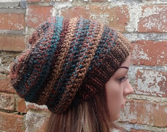 Slouch beanie . Ribbed beanie .Colorful beanie . Crochet beanie hat . Women's beanie hat . Winter beanie . Crochet hat .