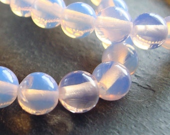 6mm Brilliant Iridescent Pink Opalite Glass Smooth Round Beads - 20 Pcs.
