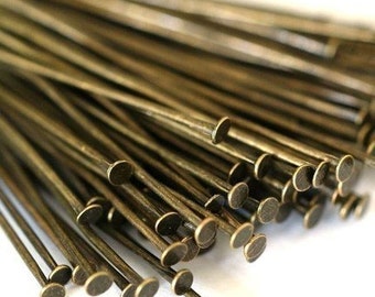 150pcs 35mm Antique Bronze Headpins FINDING