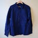 Vintage cotton linen blend Indigo Work Jacket / chore jacket / 3 front pockets / size L