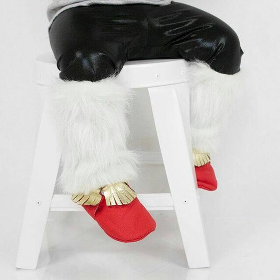 White faux fur leg warmers baby leg warmers boot socks