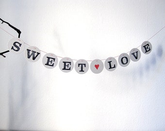 SWEET LOVE banner // Wedding bannder, decoration, sweet table bunting by renna deluxe