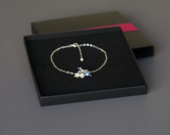 Something Blue Anklet Bridal Anklet Sterling Silver Anklet for Bride Swarovski Pearl Anklet Blue Pearl Wedding Bridesmaids Gift Bride Gift