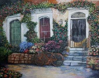 Flowering street Original Painting Oil
