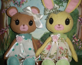 Bunny and Bear Felt Doll Pdf epattern
