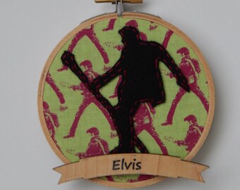 4" Elvis Embroidery Hoop Ornament