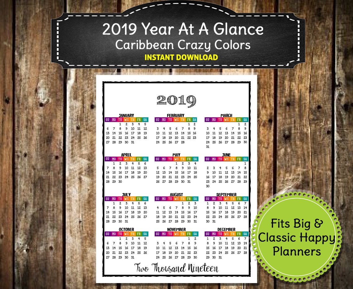 2019 PRINTABLE Caribbean Color Calendar 2019 Wall Calendar 2019 PRINTABLE Caribbean Color Calendar 2019 Wall Calendar